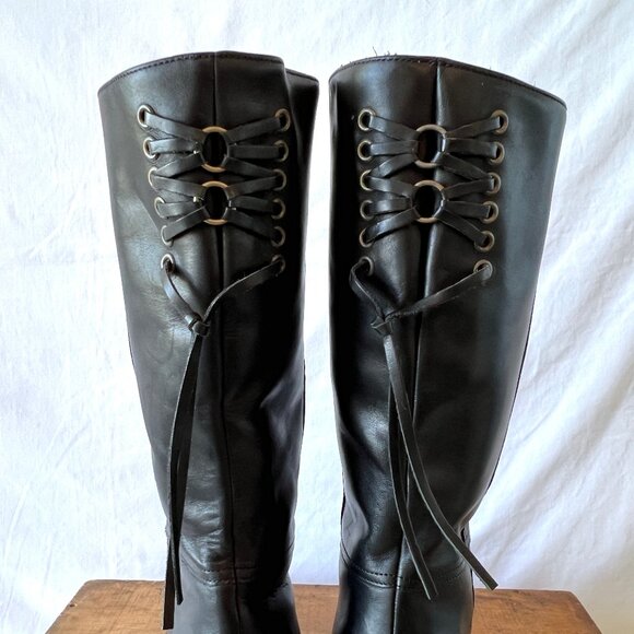 Coach Coty Boots, Black Leather Back Laces, Mid-Calf Size 10, Made in Italy EC - Picture 6 of 11